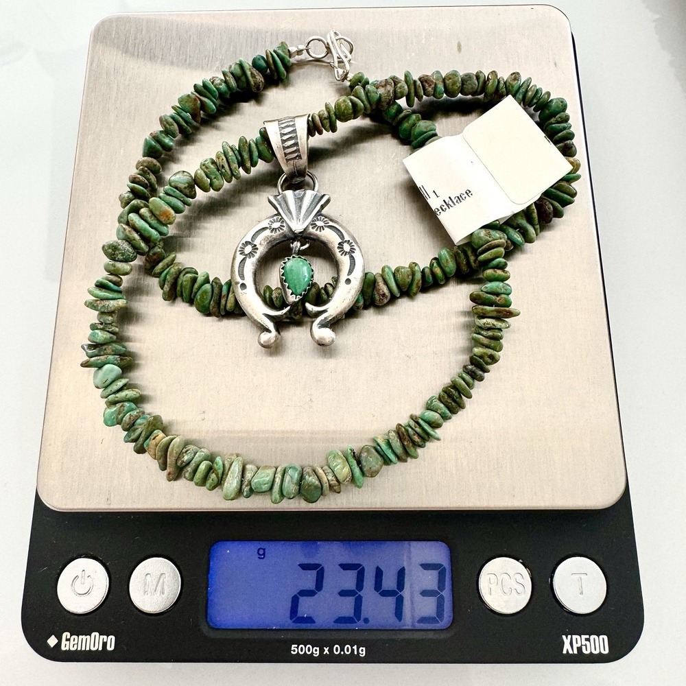 Navajo Naja Necklace Turquoise 17in Sterling Native American Layering Louise Joe - Picture 8 of 11